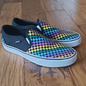 Vans Rainbow Checkered Slip-On Shoes